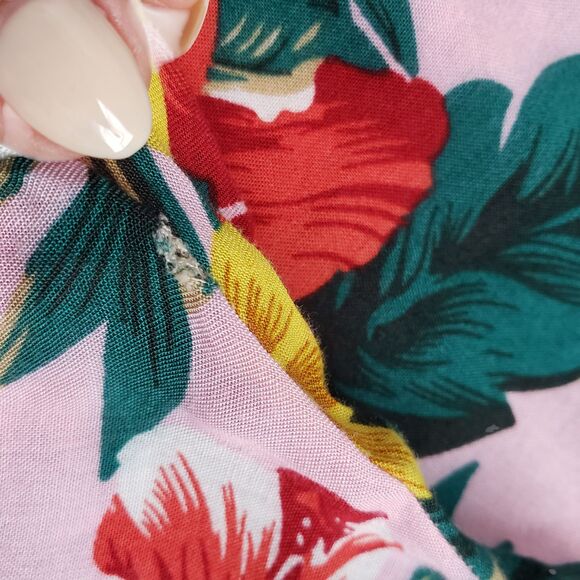 Anthropologie XIX Palms Floral Wide Leg Pants Womens 2 Pink High Rise Tropical - Picture 7 of 10